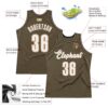 Custom Olive White-Old Gold Authentic Throwback Basketball Jersey