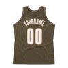 Custom Olive White-Old Gold Authentic Throwback Basketball Jersey