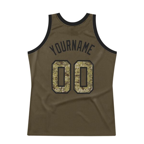 Custom Olive Camo-Black Authentic Throwback Salute To Service Basketball Jersey