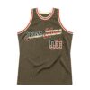 Custom Olive Vintage USA Flag-Cream Authentic Throwback Salute To Service Basketball Jersey