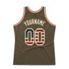 Custom Olive Vintage USA Flag-Cream Authentic Throwback Salute To Service Basketball Jersey