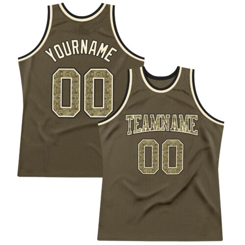 olive_0091 Custom Olive Camo-Cream Authentic Throwback Salute To Service Basketball Jersey