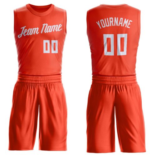 orange_0020 Custom Orange White Round Neck Suit Basketball Jersey