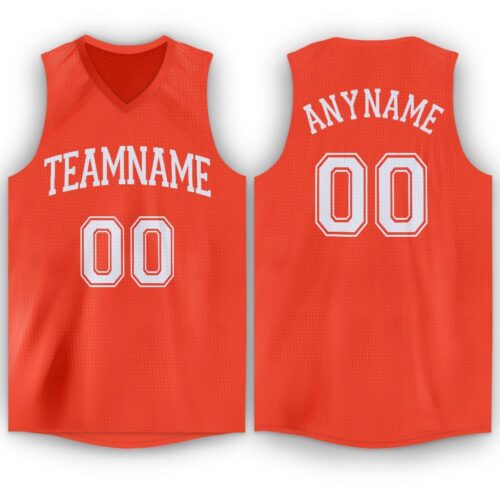 orange_0021 Custom Orange White V-Neck Basketball Jersey