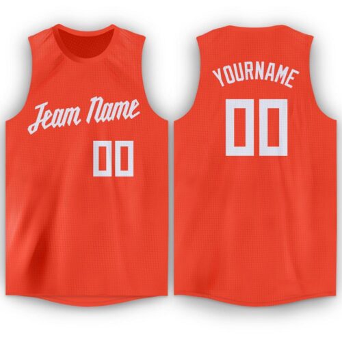 orange_0023 Custom Orange White Round Neck Basketball Jersey