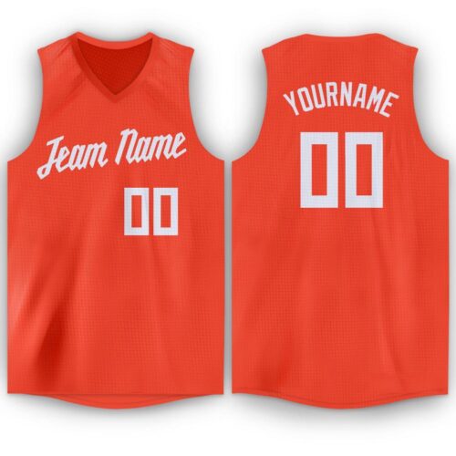 orange_0030 Custom Orange White V-Neck Basketball Jersey