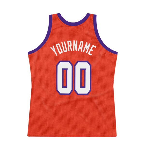 Custom Orange White-Purple Authentic Throwback Basketball Jersey