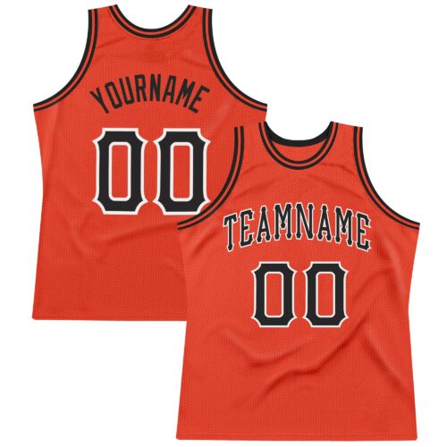 orange_0093 Custom Orange Black-White Authentic Throwback Basketball Jersey