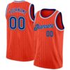 Custom Orange Black Pinstripe Royal-White Authentic Basketball Jersey