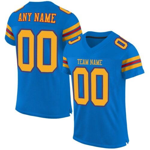 panther_blue_0001 Custom Panther Blue Gold-Red Mesh Authentic Football Jersey