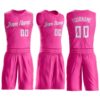 Custom Pink White Round Neck Suit Basketball Jersey