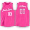 Custom Pink White Round Neck Basketball Jersey
