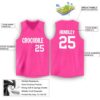 Custom Pink White V-Neck Basketball Jersey