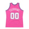 Custom Pink White-Purple Authentic Throwback Basketball Jersey