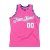 Custom Pink White-Purple Authentic Throwback Basketball Jersey
