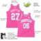 Custom Pink White-Light Blue Authentic Throwback Basketball Jersey