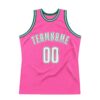Custom Pink White-Kelly Green Authentic Throwback Basketball Jersey