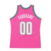 Custom Pink White-Kelly Green Authentic Throwback Basketball Jersey