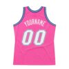 Custom Pink White-Royal Authentic Throwback Basketball Jersey