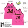 Custom Pink Black-Orange Authentic Throwback Basketball Jersey