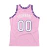 Custom Light Pink White-Purple Authentic Throwback Basketball Jersey