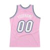 Custom Light Pink White-Light Blue Authentic Throwback Basketball Jersey
