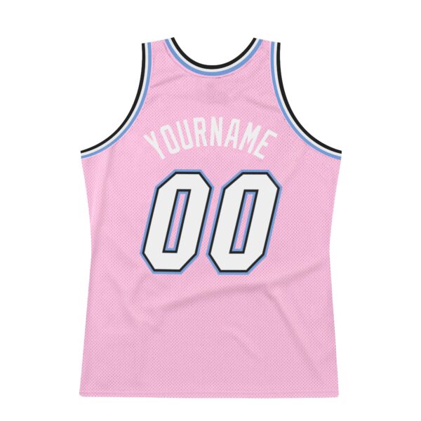 Custom Light Pink White-Light Blue Authentic Throwback Basketball Jersey