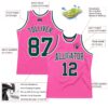 Custom Pink Green-White Authentic Throwback Basketball Jersey