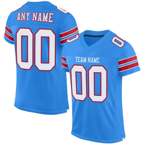 powder_blue_0005 Custom Powder Blue White-Red Mesh Authentic Football Jersey