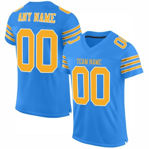 powder_blue_0010 Custom Powder Blue Gold-White Mesh Authentic Football Jersey