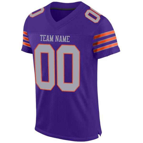purple_0011-2 Custom Purple Gray-Orange Mesh Authentic Football Jersey