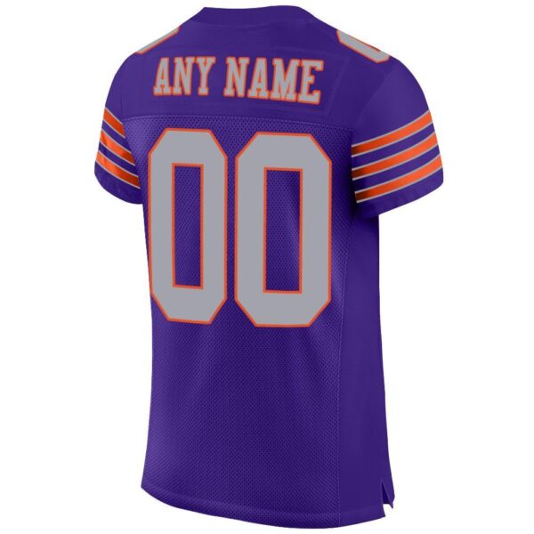 purple_0011-3 Custom Purple Gray-Orange Mesh Authentic Football Jersey