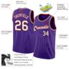 Custom Purple Black Pinstripe White-Red Authentic Basketball Jersey