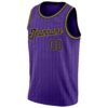 Custom Purple Black Pinstripe Black-Old Gold Authentic Basketball Jersey