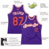 Custom Purple Orange-White Authentic Throwback Basketball Jersey