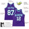 Custom Purple White-Teal Authentic Throwback Basketball Jersey