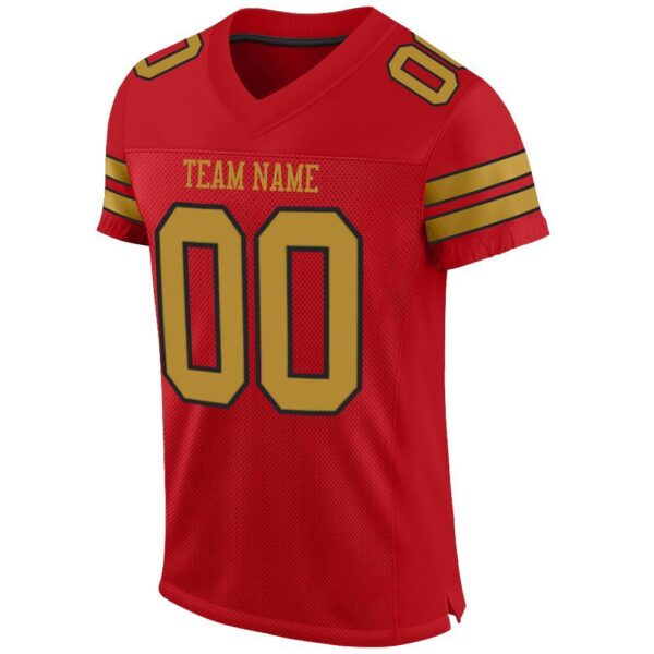 red_0011-2 Custom Red Old Gold-Black Mesh Authentic Football Jersey