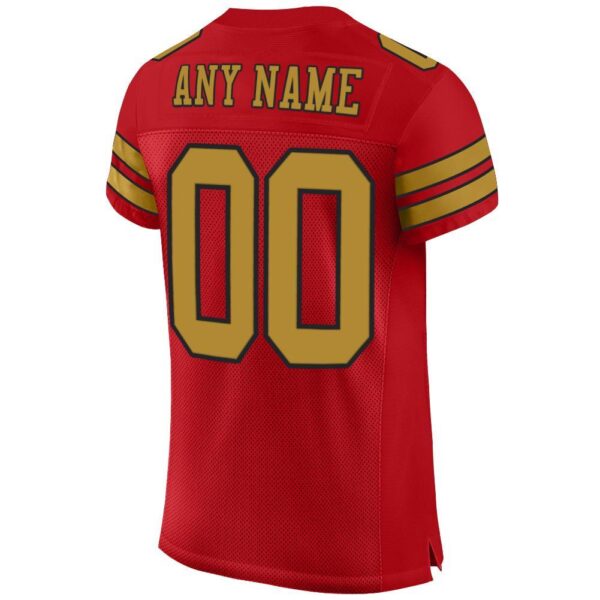 red_0011-3 Custom Red Old Gold-Black Mesh Authentic Football Jersey