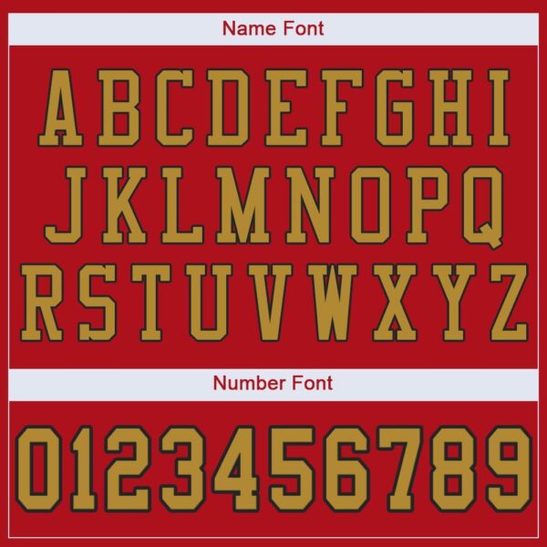 red_0011-4 Custom Red Old Gold-Black Mesh Authentic Football Jersey