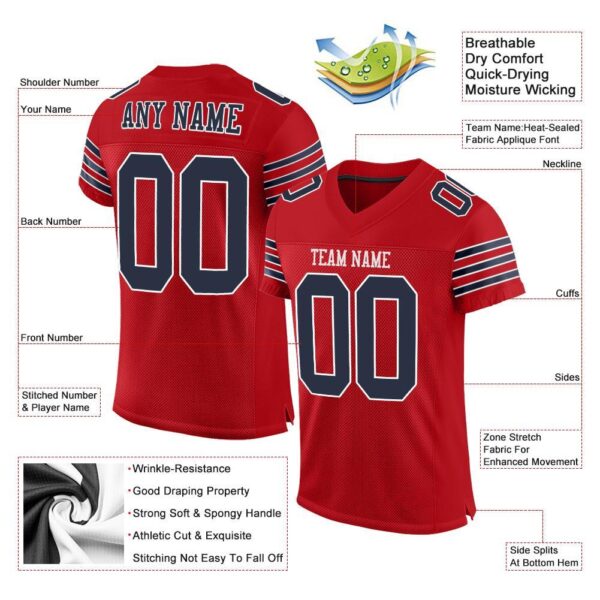 red_0014-1 Custom Red Navy-White Mesh Authentic Football Jersey