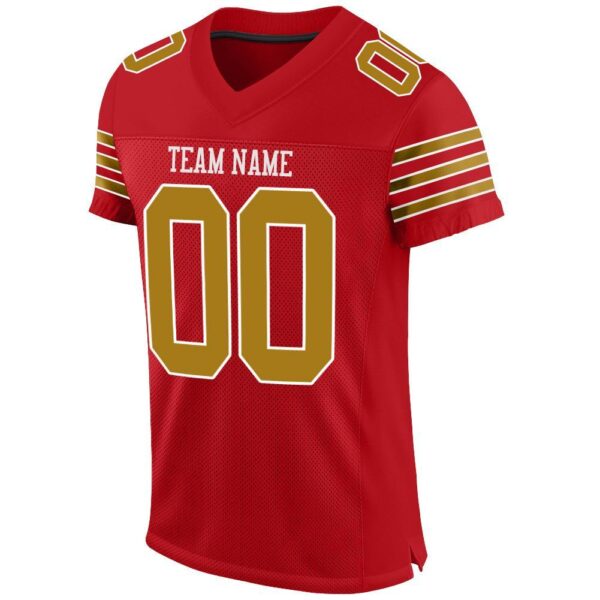 red_0015-2 Custom Red Old Gold-White Mesh Authentic Football Jersey