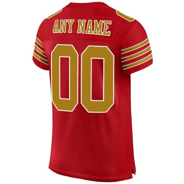 red_0015-3 Custom Red Old Gold-White Mesh Authentic Football Jersey