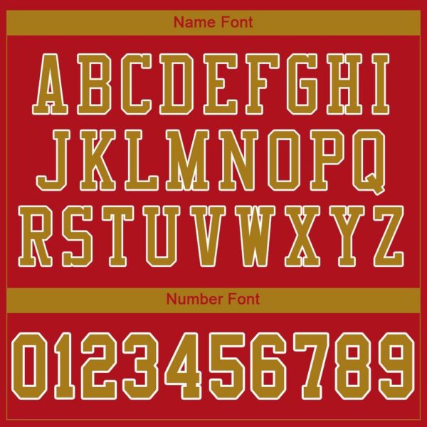red_0015-4 Custom Red Old Gold-White Mesh Authentic Football Jersey
