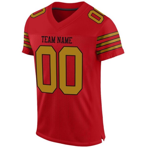 red_0017-2 Custom Red Old Gold-Black Mesh Authentic Football Jersey