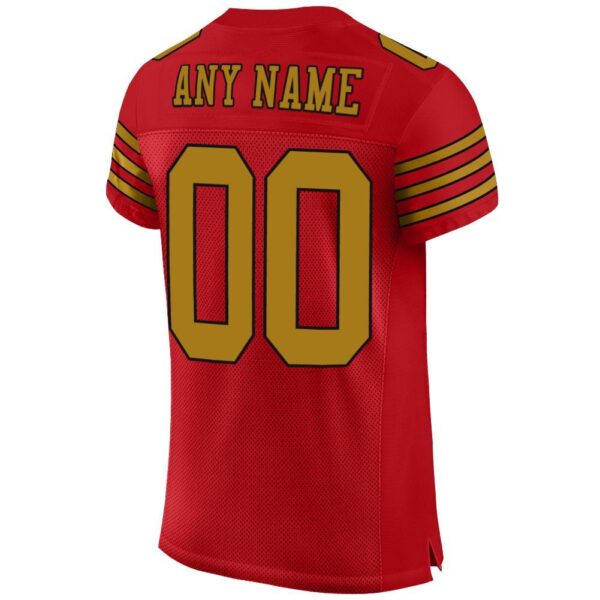 red_0017-3 Custom Red Old Gold-Black Mesh Authentic Football Jersey