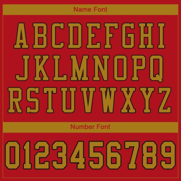 red_0017-4 Custom Red Old Gold-Black Mesh Authentic Football Jersey
