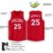 Custom Red White V-Neck Basketball Jersey