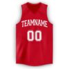 Custom Red White V-Neck Basketball Jersey