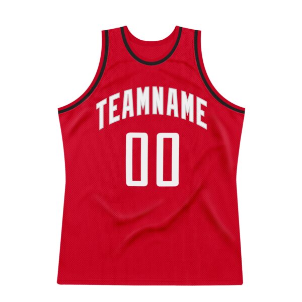 Custom Red White-Black Authentic Throwback Basketball Jersey