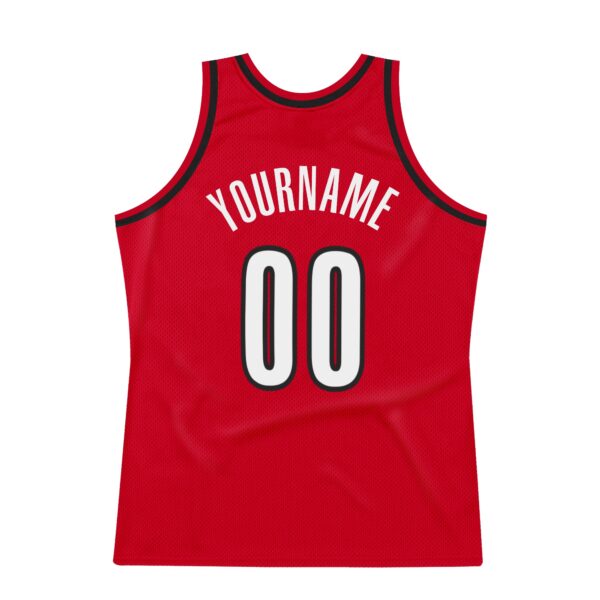Custom Red White-Black Authentic Throwback Basketball Jersey